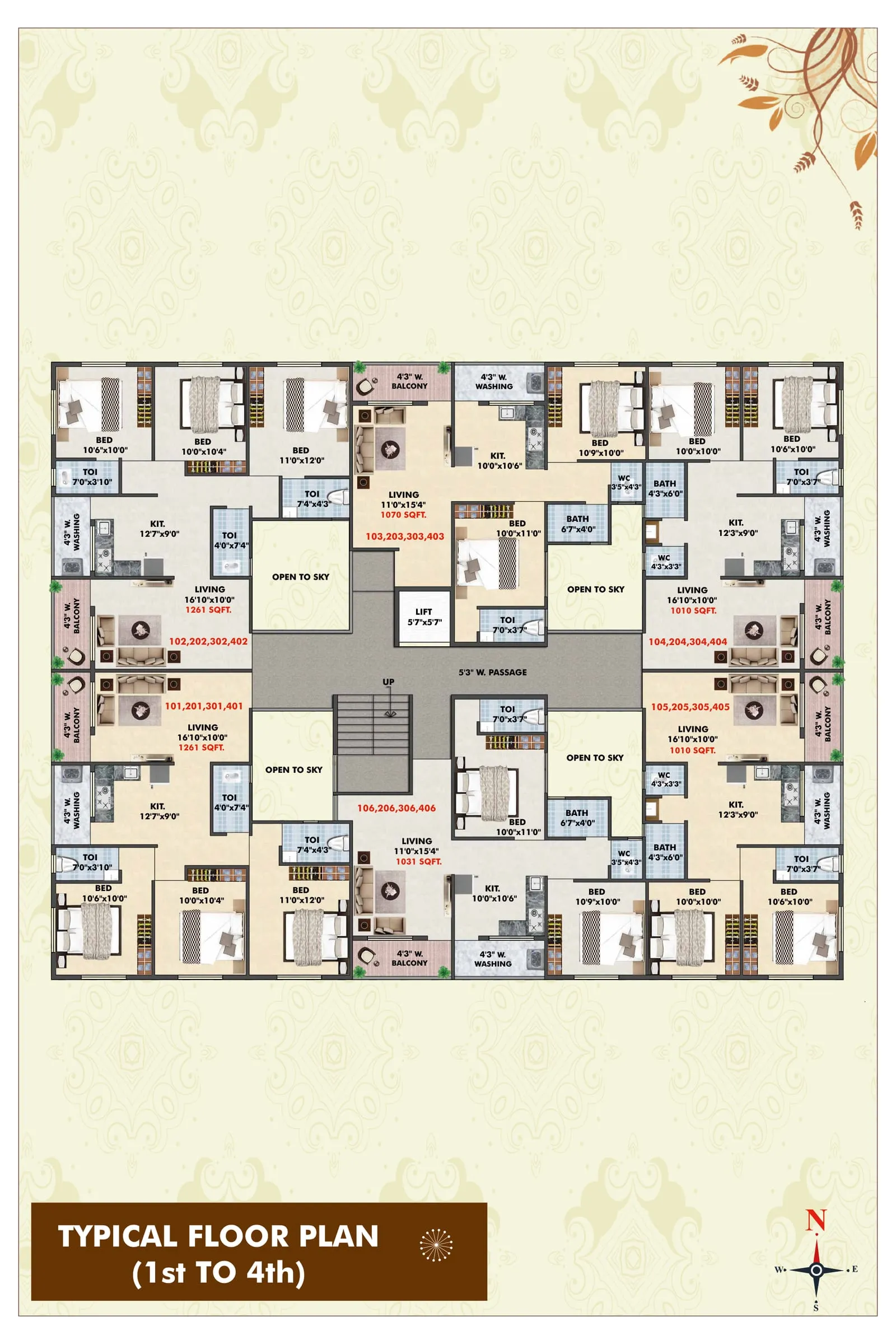 Aashapuri Park typical floor plan with 2 & 3 BHK flats