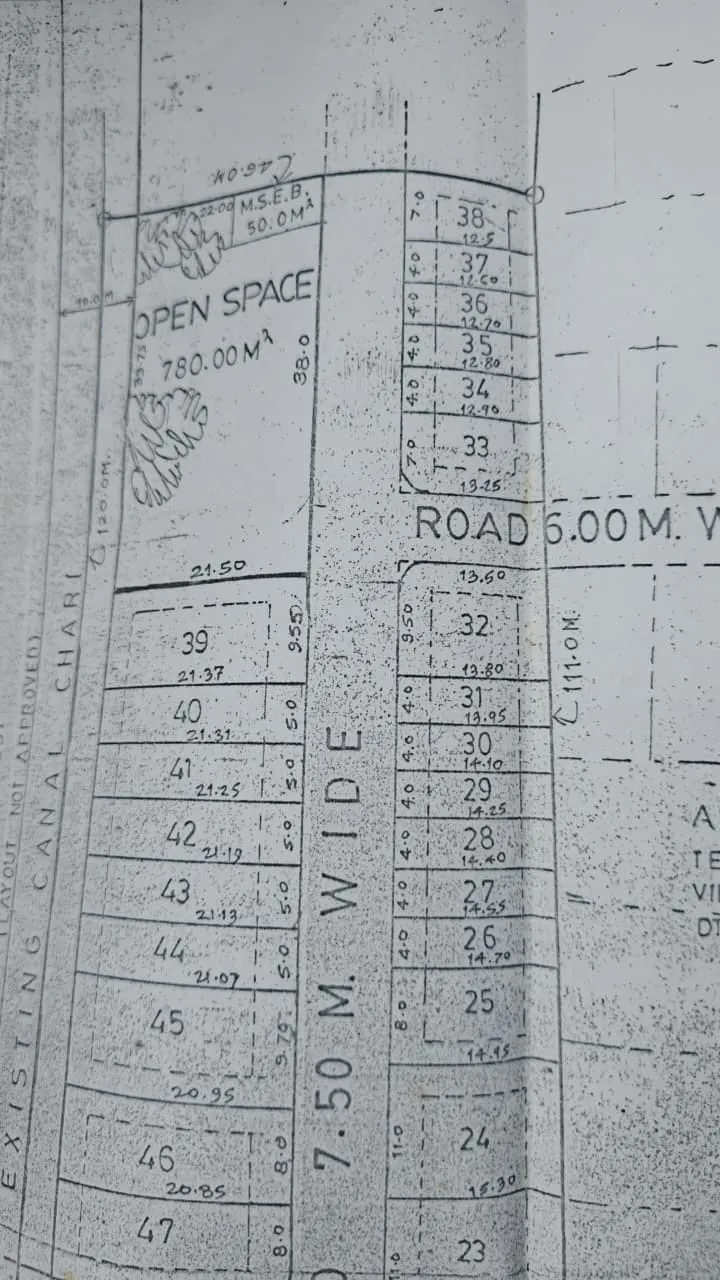 Approved layout plan of Gut No. 552, Adgaon showing Plot No. 33 on the 7.5 m wide road with reserved open space