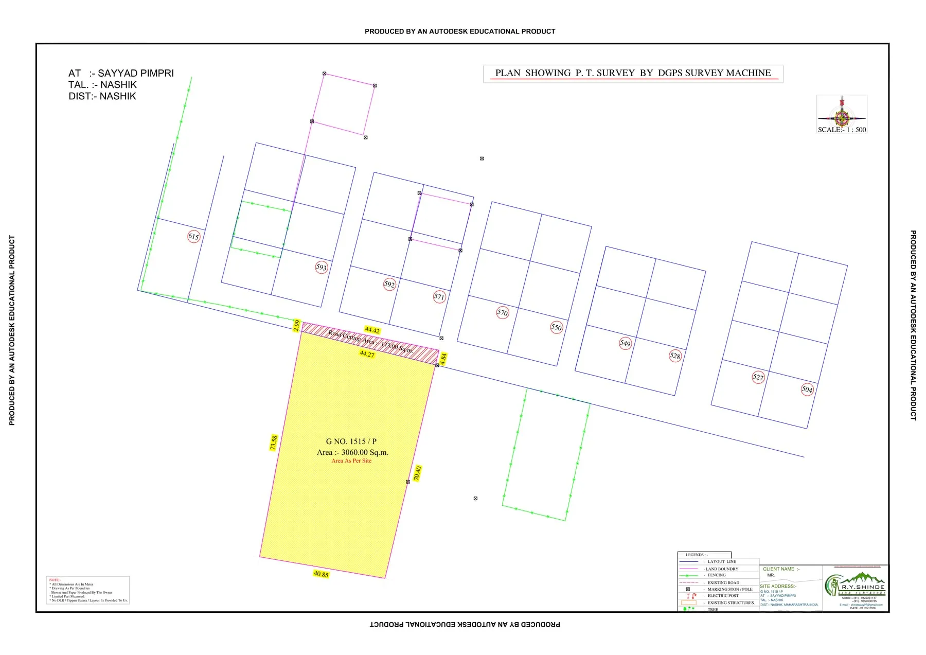 DGPS survey site plan of the Sayyad Pimpri land parcel, Nashik
